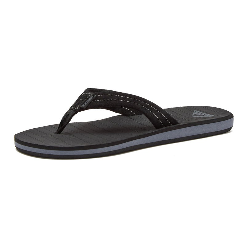 Quiksilver Carver Suede Flip Flops for Men, Arch Support Athletic Mens Sandals, Size 6 to 16 Thong Mens Slides, Solid Black, 11 M US - Image 1